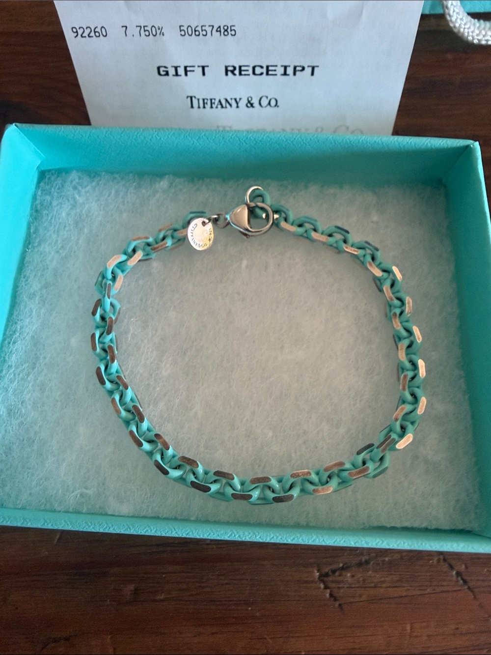 RARE Tiffany & Co. Silver and Tiffany Blue Enamel Link Bracelet w/Signature Tag